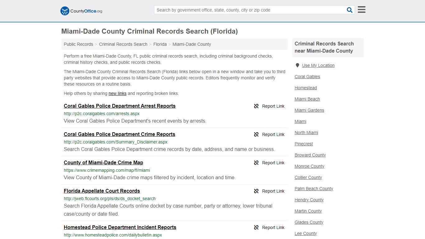 Miami-Dade County Criminal Records Search (Florida) - County Office